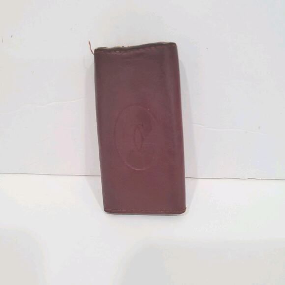 Cartier Key Hooks Charm Case Wallet Red Bordeaux Burgundy Small Leather Fair - Picture 2 of 11